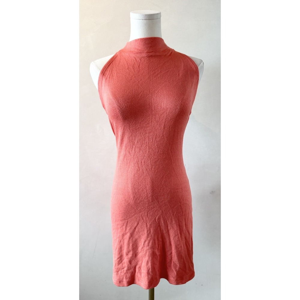 LNA Clothing Coral Salmon Orange Halter Mini Dress Vacation Resort Women's Sz S